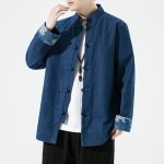 Vintage Denim Chinese-Style Jacket, Long-Sleeve Frog Button Tang Suit Top - Image 2