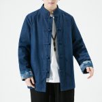 Vintage Denim Chinese-Style Jacket, Long-Sleeve Frog Button Tang Suit Top - Image 4