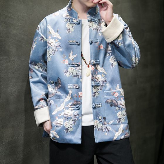 Men's Chinese Style Suede Tang Suit Jacket – Autumn/Winter Vintage Modern Hanfu Loose Fit Plus Size Coat - Image 5